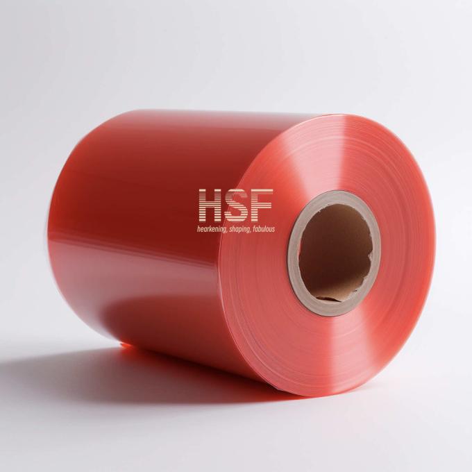 30Î¼m Red Oriented Polyethylene Film sample showing vibrant red color and texture