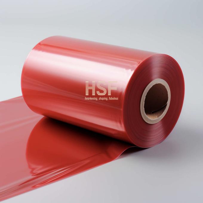 Close-up view of 85μm Translucent Red MOPP Film texture and surface quality