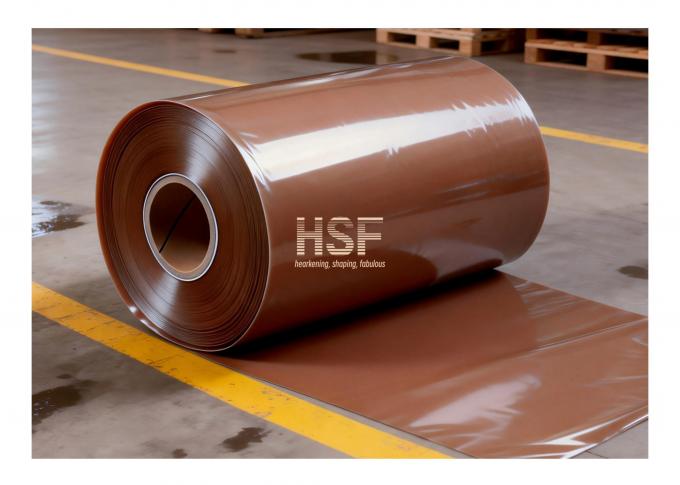 Close-up view of 80Î¼m Brown CPE Base Film texture and thickness